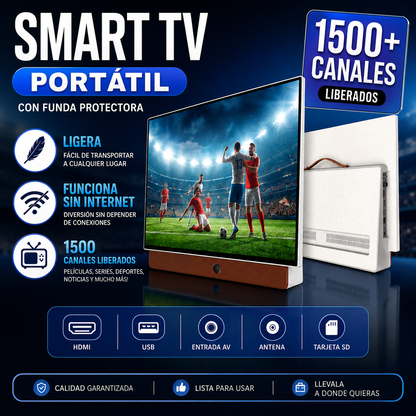 Smart TV portátil con funda protectora